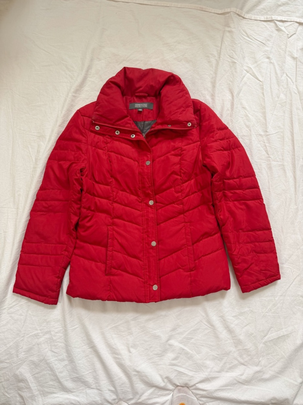 Kenneth Cole Bright Red Quilted Puffer Jacket